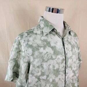Rodd & Gunn XL Sports Fit Linen Shirt Green Floral Linen Albini Fabric Mens